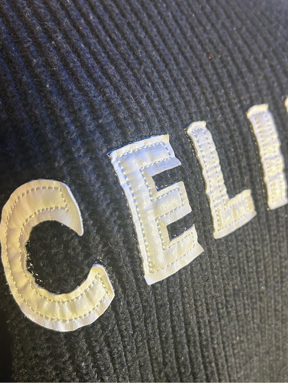 Celine Pre-Loved Black Ribbed Logo Crewneck Sweater -Unisex - Picture 7 of 9